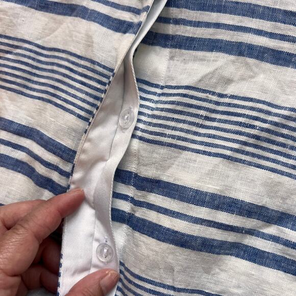 Ravel 100% linen stripes white and blue button down Size medium - Picture 5 of 9